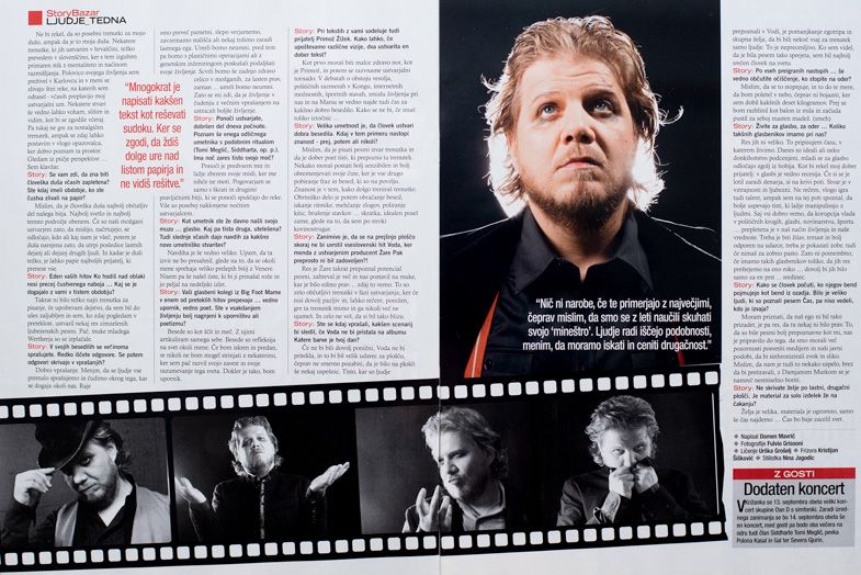 Interview in Story magazine.