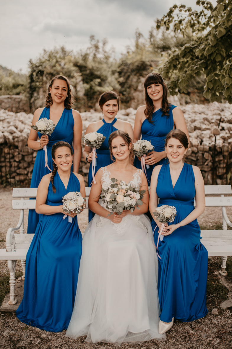 Professional makeup of the bride with bridesmaids.
